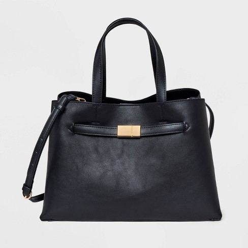 Belted Satchel Handbag A New Day Black