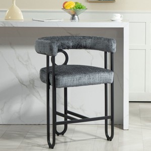 Bar Stool for Sale, Modern Chenille Upholstered Counter Height Bar Stool with Three Legs,Kitchen Island Bistro Pub Bar Stool-Cuddlewood - 1 of 4