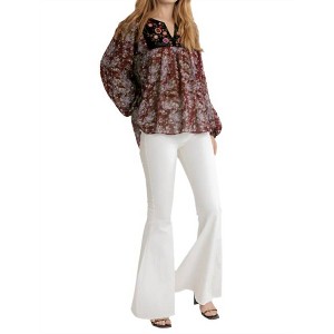 Women's Embroidered Velvet Yoke Floral Blouse - umgee - 1 of 4