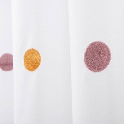 Playful Multicolor Pom Pom White Fabric Shower Curtain