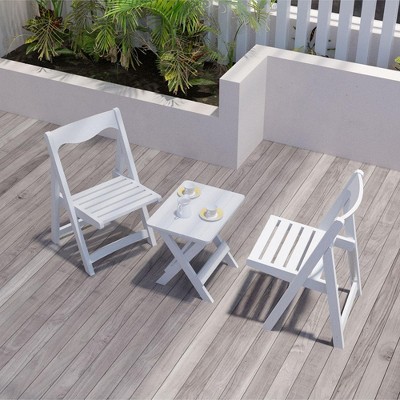 3-Piece Patio Bistro Set With Rectangular Coffee Table, 2 Chairs Outdoor Wood Foldable Small Table And Chair Set