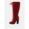 STREET-SLAY Antique Eyelets lace up Knee Boots In Olive - 4 of 4