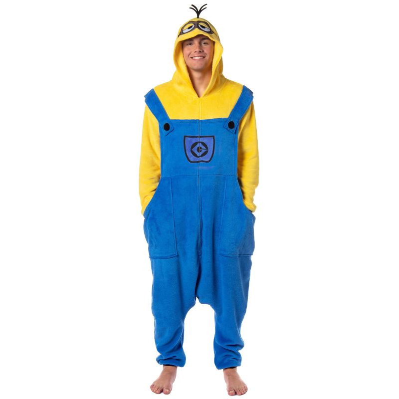 Despicable Me Men's Minions Costume Kigurumi Character Union Suit Outfit Yellow, 1 of 7