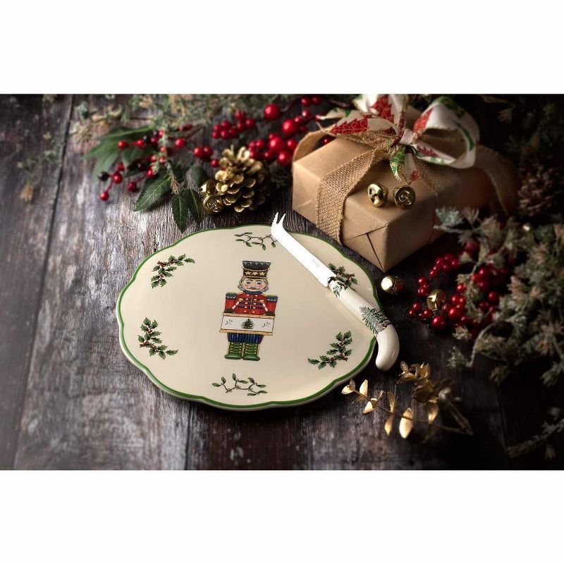 Spode Christmas Tree Nutcracker Cheese Plate With Knife - Plate: 9 in/Knife: 8.75 in, 2 of 4
