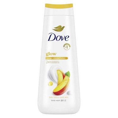 Dove Glow Body Wash - Mango & Almond Butters 24hr Lotion-Soft Skin - 20 fl oz
