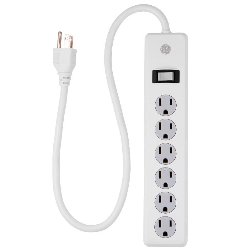 GE 6 Outlet Surge Protector 2&#39; Cord White, 1 of 8