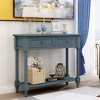 Console Tables, Farmhouse Entryway Table with 2 Drawers, Bottom Shelf, Solid Wood Frame and Legs Sofa Console - 3 of 4