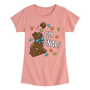 Girls' - Instant Message - Oh Snap Chocolate Bunny Fitted Short Sleeve Graphic T-Shirt - 1 of 4