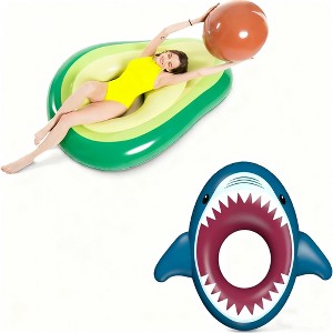 Jasonwell Inflatable Avocado Pool Float with Ball - Large Blow Up Float for Summer Beach, Pool Parties, Water Fun for Adults (XL) - 1 of 4