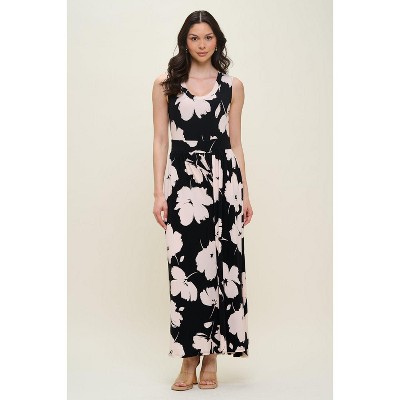 WEST K Women's Janina Sleeveless Knit Jumpsuit -  Large - Black Tan Floral