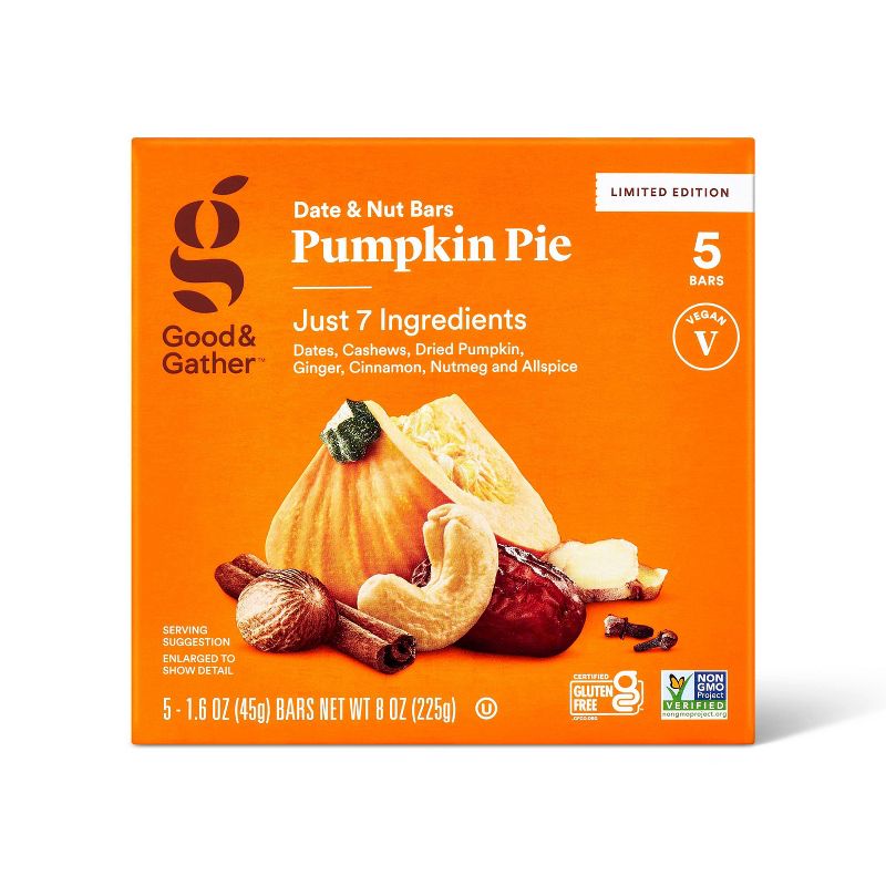 Pumpkin Pie Date and Nut Bar - 5ct - Good &#38; Gather&#8482;, 1 of 6