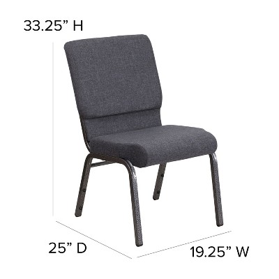 Elegant Dark Gray Fabric Stacking Chair with Silver Vein Metal Frame