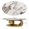 Oval Coffee Table With Faux Marble Top And Stainless Steel Base,Coffee Table For Living Room,Oval Coffee Table Modern- Maison Boucle - 4 of 4