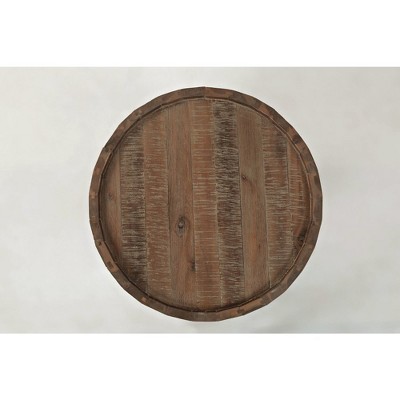 Conundrum Round Distressed Acacia End Table