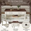 47" Farmhouse Coffee Table with Drawer,Rolling Lockable Wheels & Storage Shelf for Living Room-Baofuwish - 2 of 4