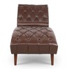 60.24" PU Upholstered Chaise Lounge with Rolling Pillow and Birch Gourd Legs - 3 of 4