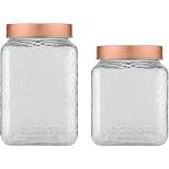 Amici Home Sierra Glass Canister Set of 2, Clear with Dot Emboss, Copper Lid, Container Storage Jars Kitchen & Pantry Organization, 60 & 80 oz.