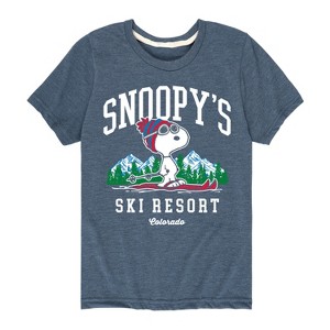 Boys' - Peanuts - Snoopy's Ski Resort Short Sleeve Graphic T-Shirt - 1 of 4