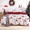 Christmas Duvet Cover Set, Boho Reindeer Print, Soft Breathable Microfiber, 3-Piece with 2 Pillow Shams, Button Closure, 8 Corner Ties - 2 of 4