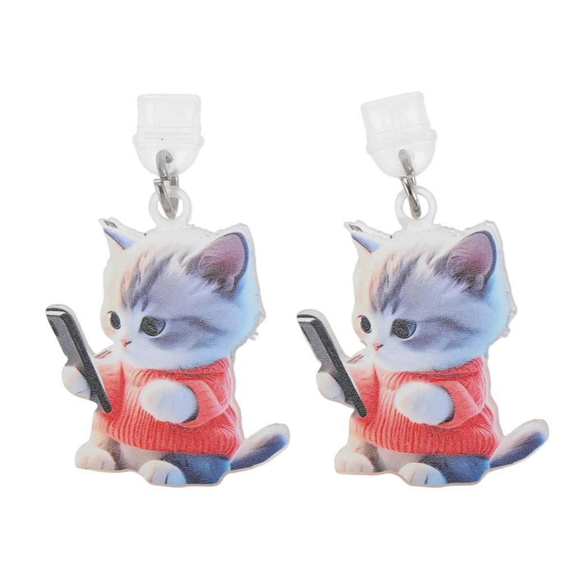 Unique Bargains Cat Pendants Dust Plug Charm for Type-C Orange Pink Light Gray 2 Pcs