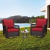 3-Piece Outdoor Swivel Rocking Chair Set with Thick Cushion & Side Table, Durable Rattan Wicker Patio Furniture for Garden, Balcony, Porch - 2 of 4