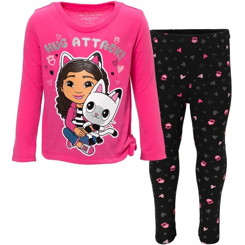 Dreamworks Gabby's Dollhouse Gabby Pandy Paws Big Girls T-shirt And Leggings  Outfit Set Black/pink 10-12 : Target