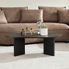 Lyngins 39.37" Modern Coffee Table with Wood Veneer, Oval Center Table for Living Room, Sturdy MDF Pedestal Base, Easy Assembly, Living Room Table - 3 of 4