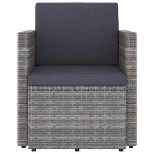 vidaXL Stylish Patio Chair with Cushions - Weather-Resistant Poly Rattan Furniture for Outdoor Use - Gray - 1 of 4