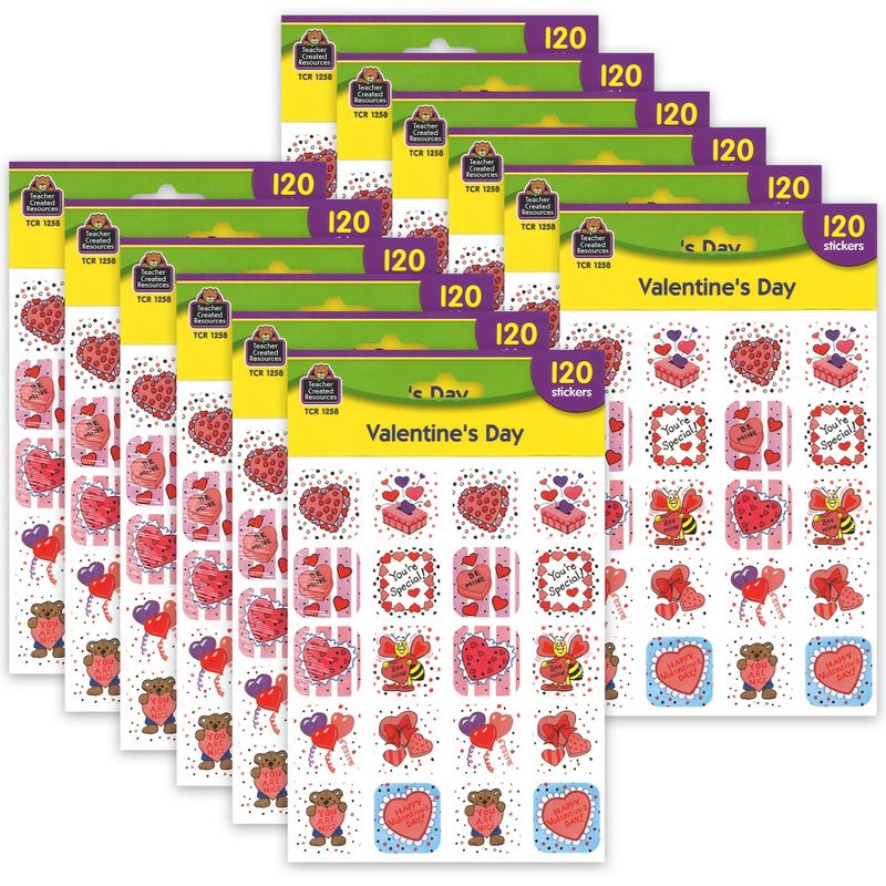 Teacher Created Resources® Valentines Day Stickers, 120 Per Pack, 12 Packs, 1 of 3