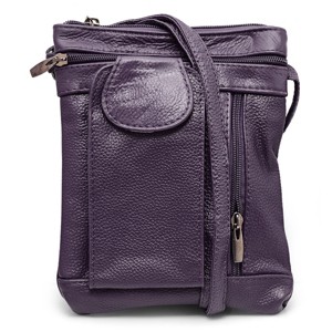 Steeltime Genuine leather handbag , Containing accessible pockets. Color Options: Black, Brown, Navy, Purple, Red, Mint - 1 of 4