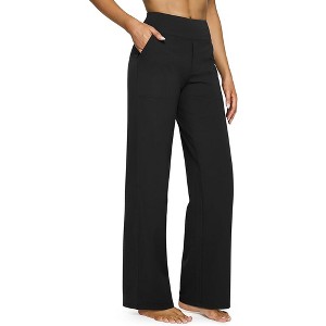BABYYER Women's Yoga Pants, High-Waist Straight-Leg Work Pants, Wide Leg Casual Sweatpants with Pockets, Breathable and Elastic - 1 of 4