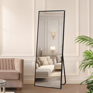 SEVOBAL 58"x18" Full Length Mirror with Stand Shatterproof Floor Mirror with Aluminum Frame for Bedroom Living Room, Black, 149.4"*54"*3.5" - 1 of 4