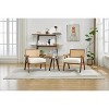 Mid-Century Farmhouse Accent Chair - Wood Armchair with Rattan Backrest & Removable Linen Cushion for Living Room, Bedroom - 3 of 4