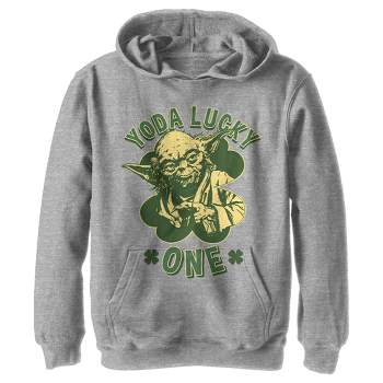Boy's Star Wars St. Patrick's Day Yoda Lucky One Pull Over Hoodie