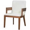 ModernLuxe Set of 2 Dining Chair PU Leather Upholstered Accent Chair with White Glossy Cushioned Seat&Wood Frame,Arm Chair Armless Chair, Black/Walnut - 3 of 4