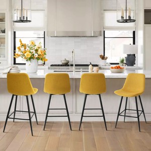 Bingo 26" Upholstered Counter Height Stool with Black Leg (Set of 2 and 4 ) , Midbar Stool for Kitchen Island, Indoor Furniture - Maison Boucle - 1 of 4