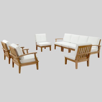 Marina 8pc Outdoor Patio Teak Set - White - Modway