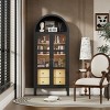 72" Arched Pantry Cabinet with Sensor Light & Glass Doors, Modern Farmhouse Display Cabinet with Adjustable Shelf & Drawers-3irtyhousy - 3 of 4