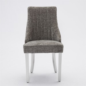 Dronkon Set of 2 Chenille Upholstered Dining Chairs with Steel Legs, High-Back Channel Tufted Kitchen & Dining Room - 1 of 4