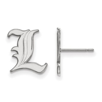 Black Bow Jewelry 14k White Gold Louisville Cardinals NCAA Post Earrings