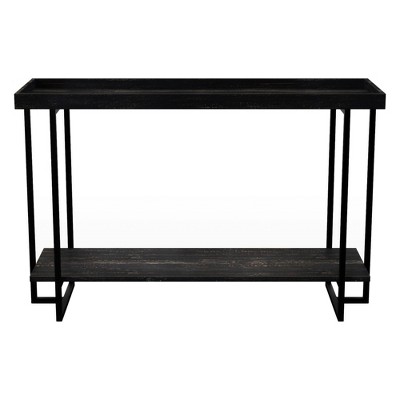 Franda Tray Top Sofa Table Black - miBasics: Metal Frame, Open Shelf, Entryway Storage