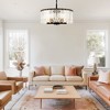 DORESshop 5-Light Black and Gold Drum Pendant Chandelier Adjustable Height Lighting for Living Room - 3 of 4