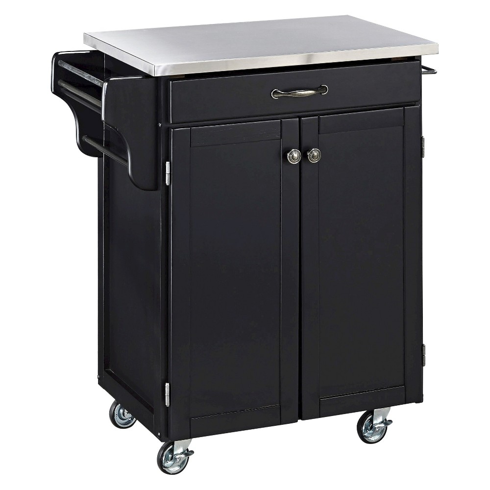 Kitchen Cart with Stainless Steel Top Wood/Black Home Styles, Silver