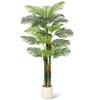 6/7 FT(72/84 in) Tall Palm Tree Fake Plant Golden Cane Palm Trees Large Artificial Plants Faux Plants for Indoor Outdoor with White Base Set of 1/2 - 3 of 4