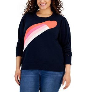 Tommy Hilfiger Womens Heart Puff Sleeve Pullover Sweater - 1 of 1