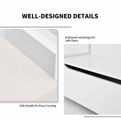 White MDF Shoe Storage Bench with Cushion Seat