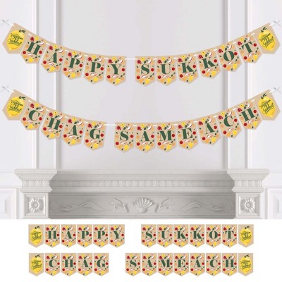 Big Dot of Happiness Sukkot - Sukkah Holiday Bunting Banner - Party Decorations - Happy Sukkot Chag Sameach