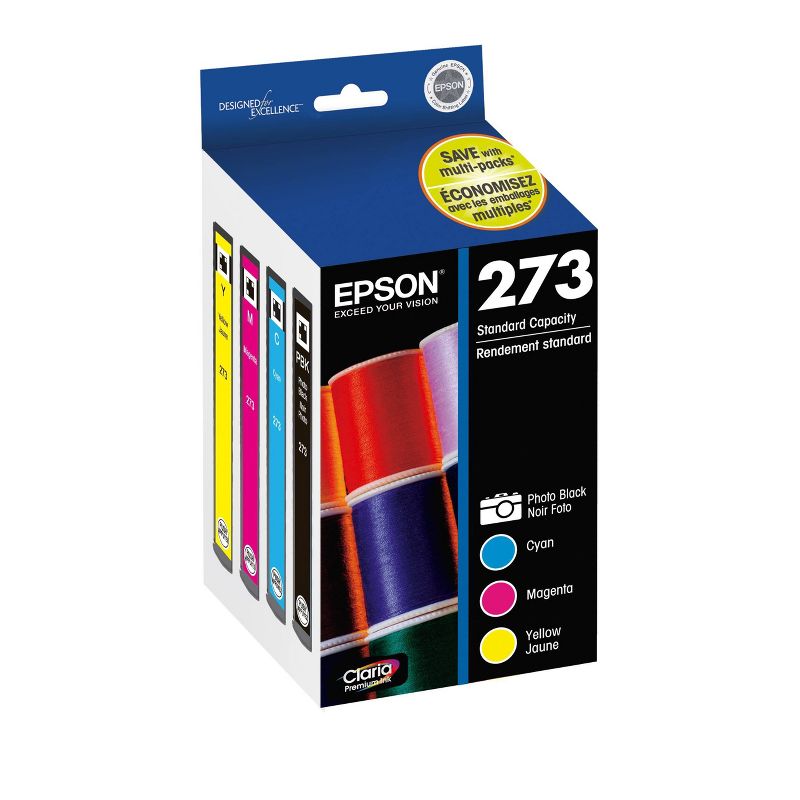Epson 273 Black, C/M/Y 4pk Combo Ink Cartridges - Black Cyan, Magenta, Yellow (T273520-CP), 3 of 10