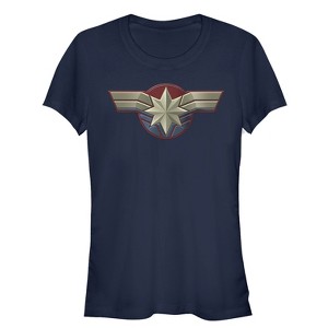 Juniors Womens Marvel Captain Marvel Simple Star Symbol T-Shirt - 1 of 3