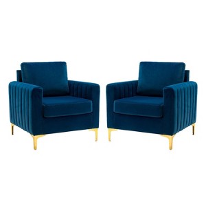 Set of 2 Iapygia Contemporary Tufted Wooden Upholstered Club Chair with Metal Legs for Bedroom Club Chair| ART OF LIVING DESIGNS - 1 of 4